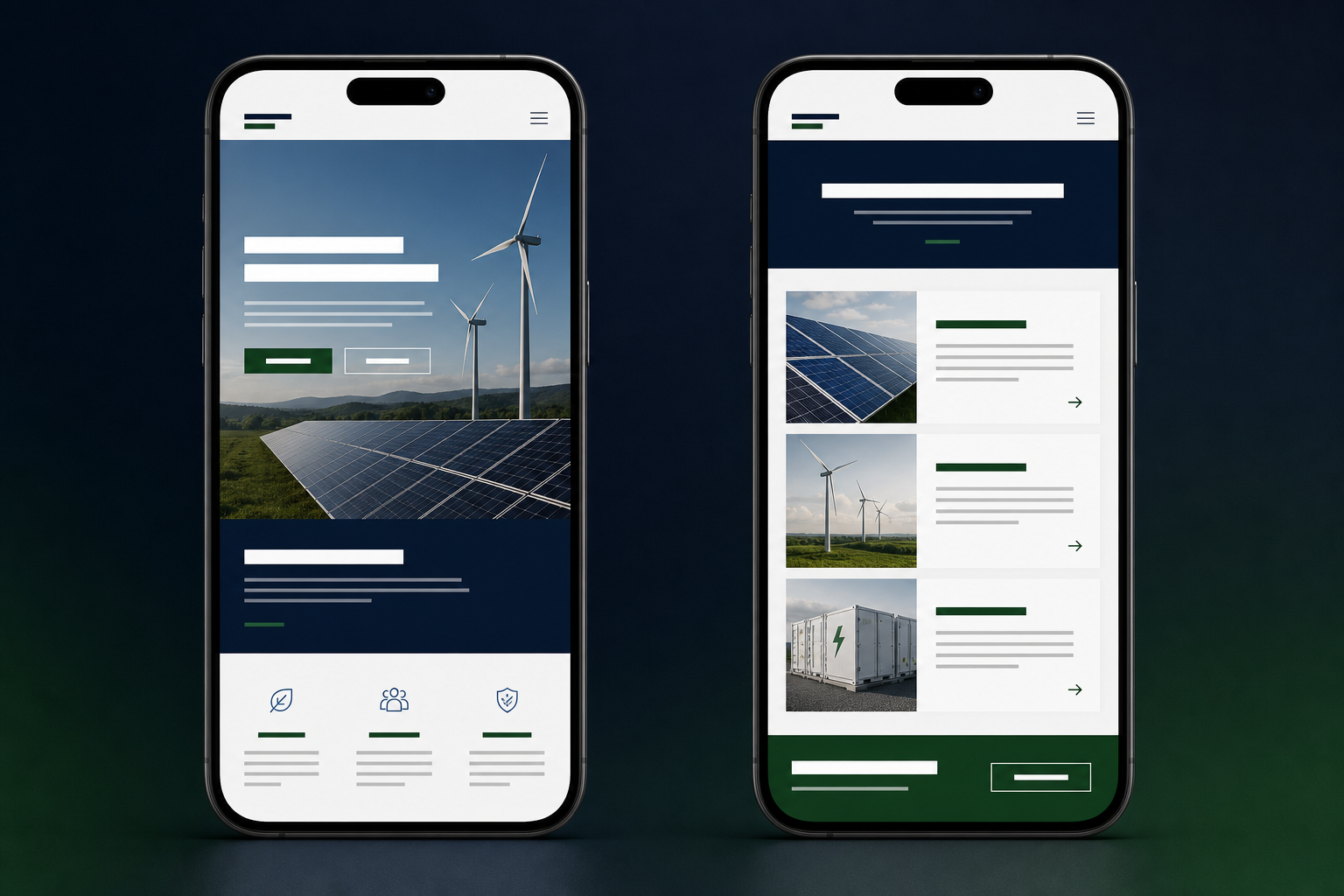 Poglądowy mockup mobilny strony firmy OZE — do podmiany