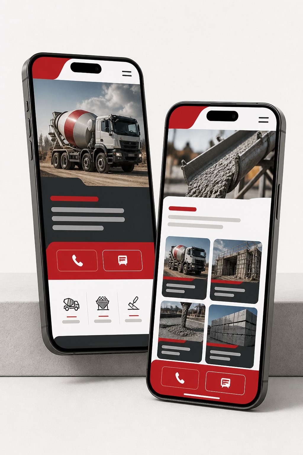 Poglądowy mobilny widok serwisu Solid Beton — do podmiany