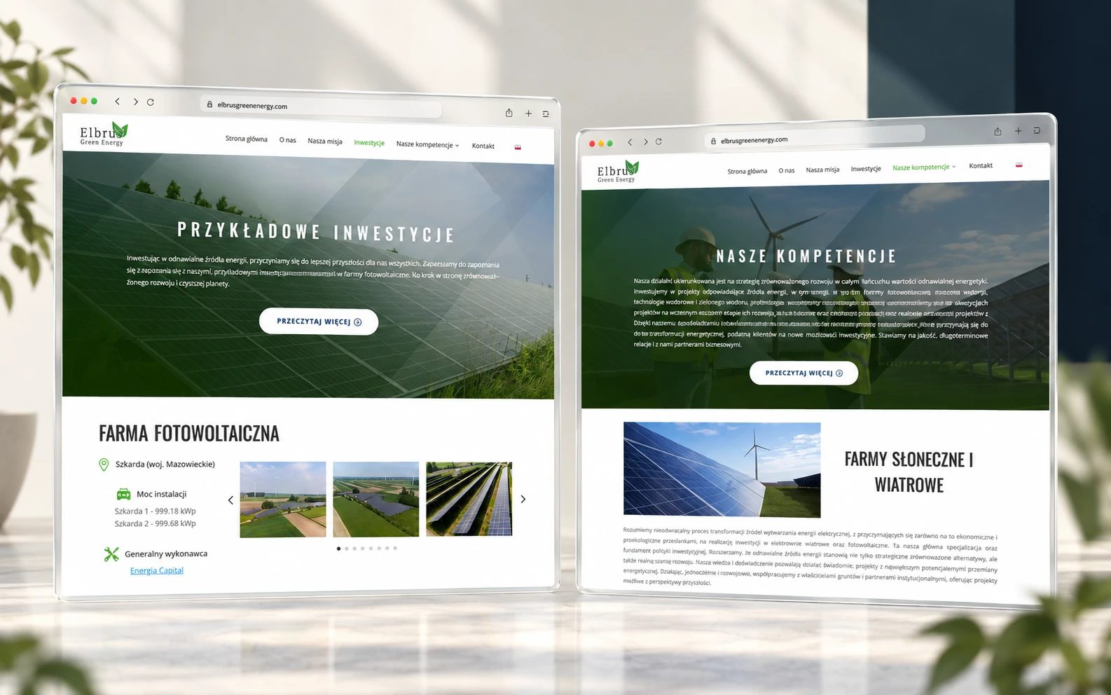 Elbrus Green Energy — Inwestycje i kompetencje (mockup)