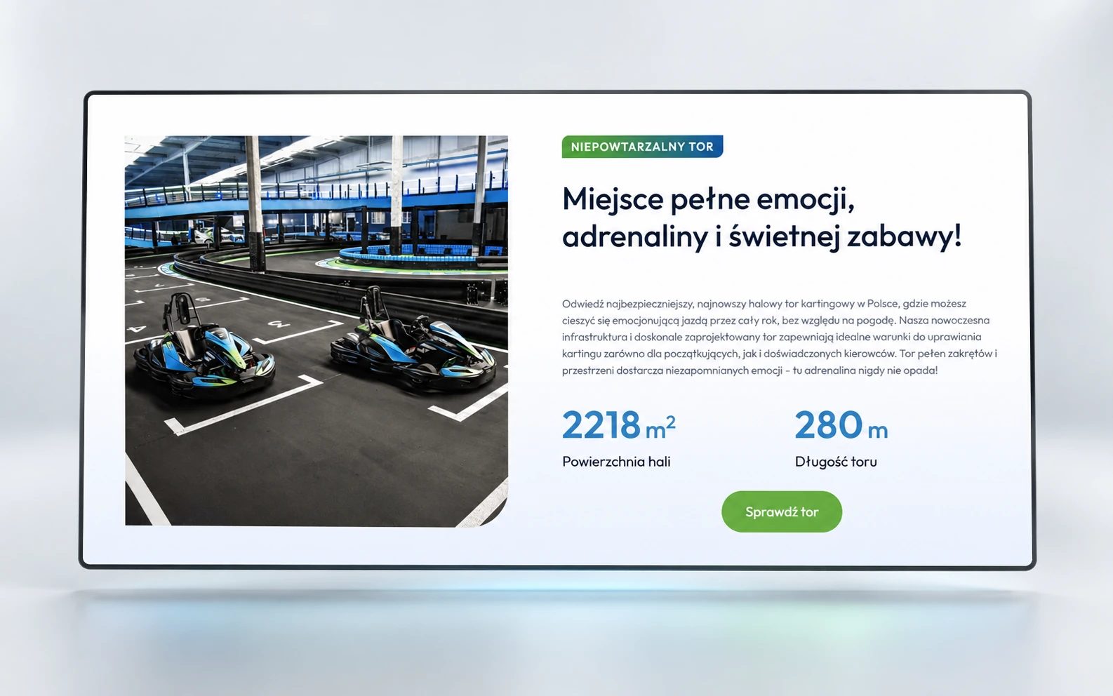 GP Kart — Tor i statystyki (mockup)