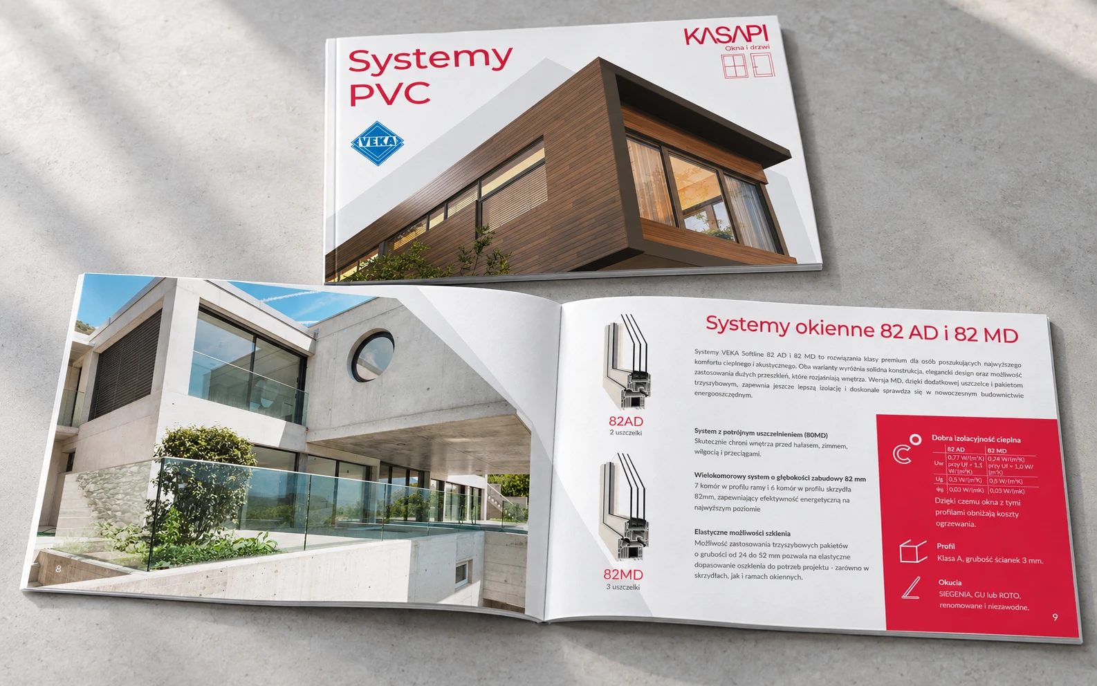 KASAPI — Katalog Systemy PVC — okładka i rozkładówka (mockup)