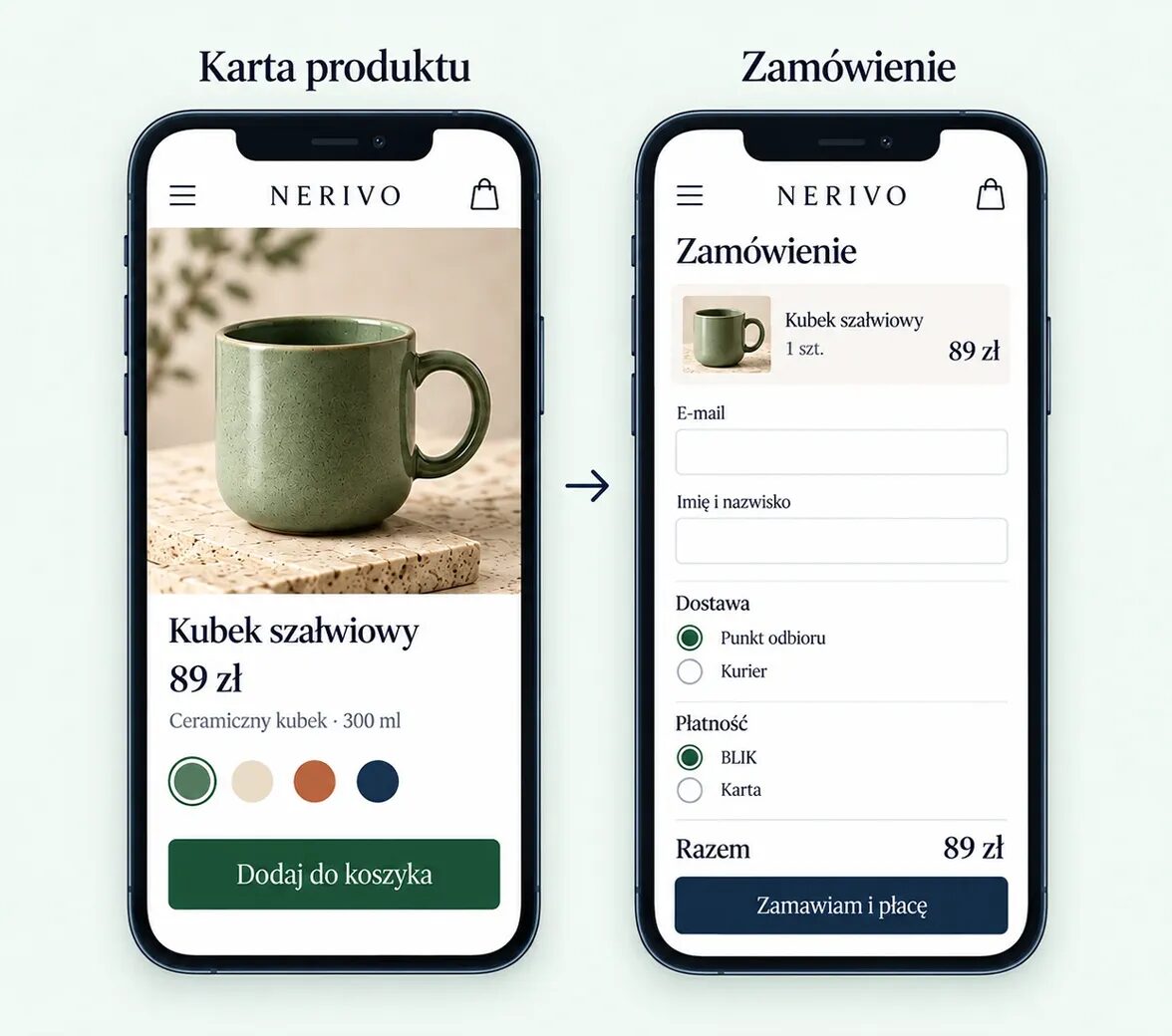 Mobilna karta produktu i formularz zamówienia w responsywnym sklepie internetowym