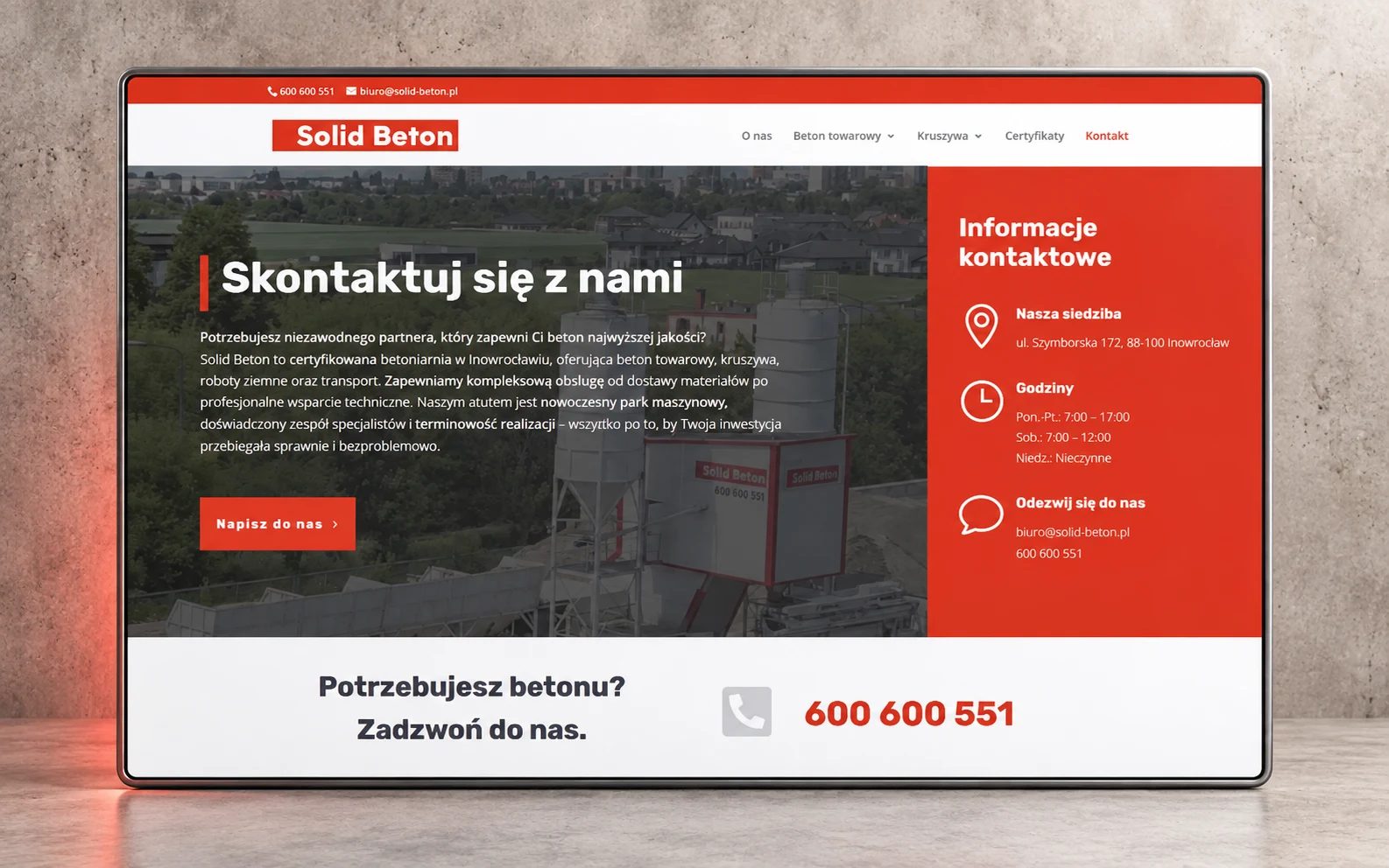 Solid Beton — Kontakt (mockup)